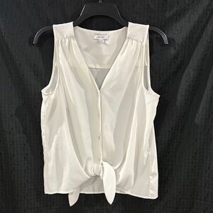 Nine West Ivory Sleeveless Tie-Front Blouse